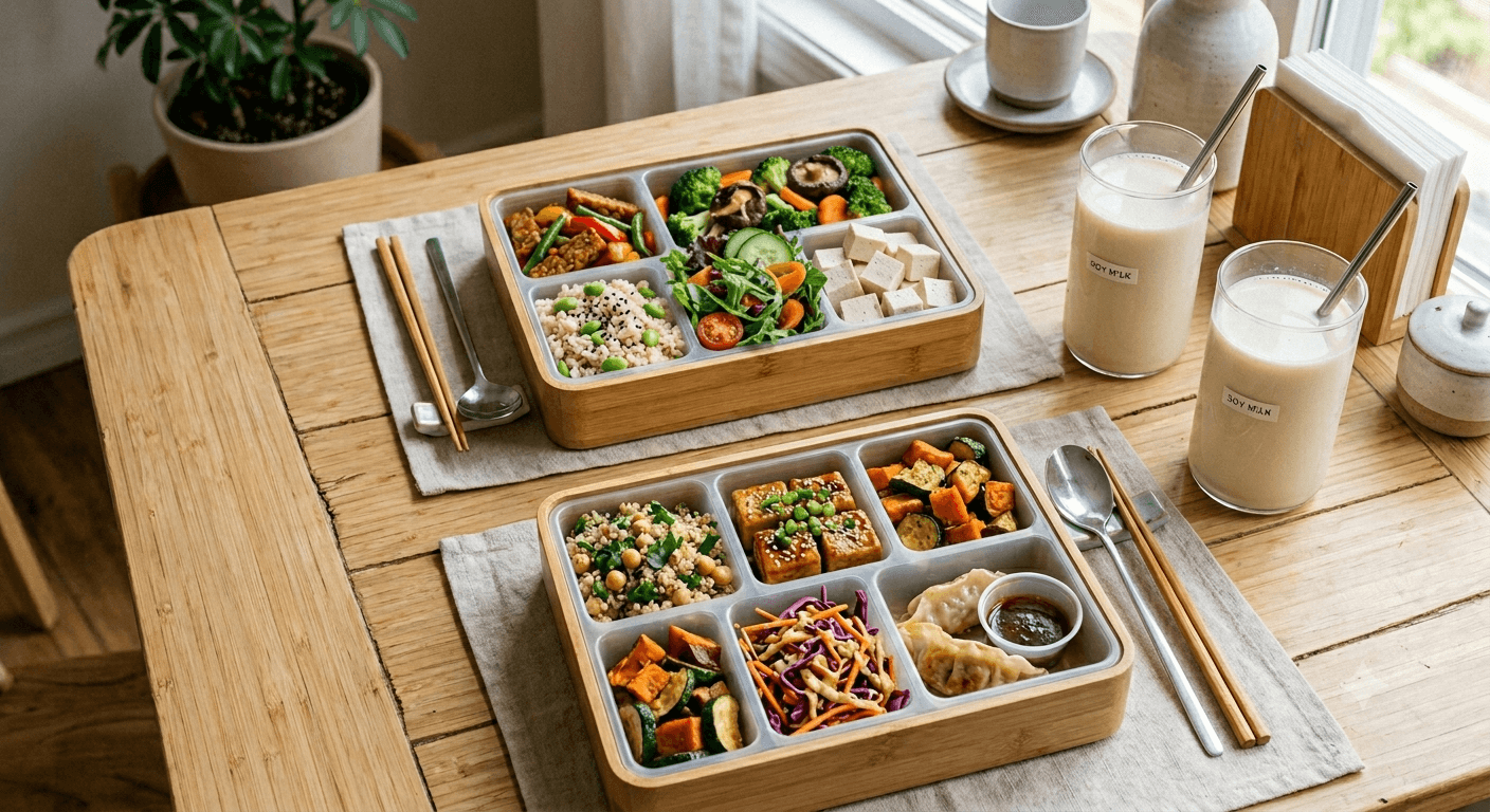 2 Wholesome Lunch Bentos with 2 large home-brewed drink