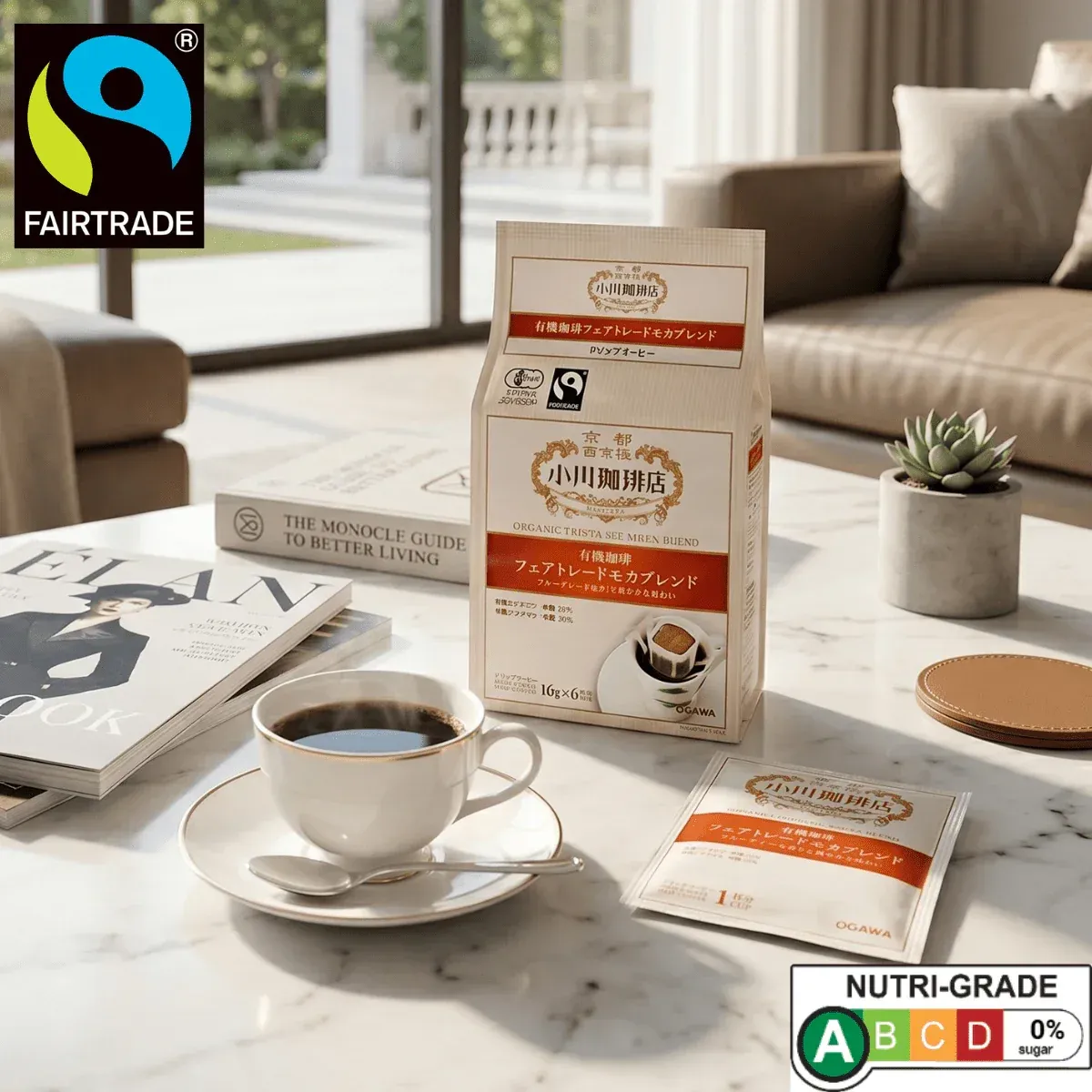 Japanese Premium Organic Fairtrade Mocha Blend Drip Coffee – 15Pack Set